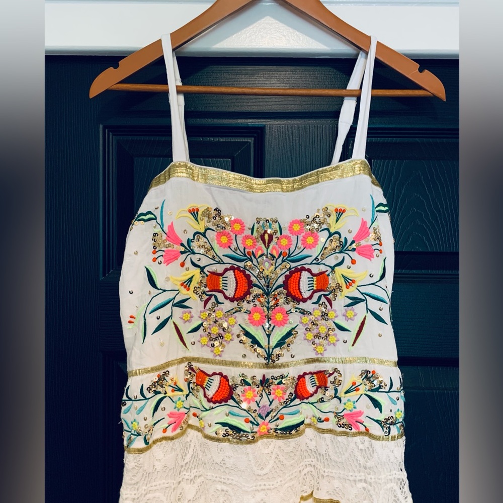 Boston Proper White Maxi Dress with Colorful Floral Embroidery - Picture 9 of 13